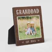 Rustic gepersonaliseerde opa opa fotoplaat (Voorkant)