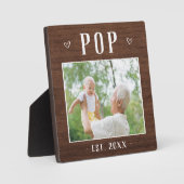 Rustic, gepersonaliseerde Pop opa foto Fotoplaat (Voorkant)