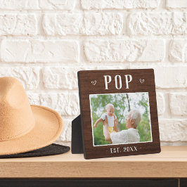 Rustic, gepersonaliseerde Pop opa foto Fotoplaat