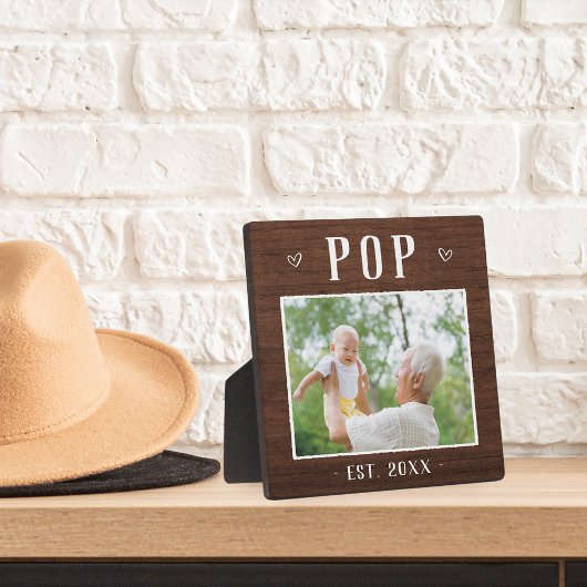 Rustic, gepersonaliseerde Pop opa foto Fotoplaat
