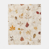 Rustic Geperst Bladeren Patroon –Herfst Botanisch Fleece Deken (Voorkant)