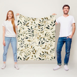 Rustic Geperst Bladeren Patroon – Herfst Botanisch Fleece Deken