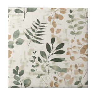 Rustic Geperst Bladeren Patroon –Herfst Botanisch Tegeltje