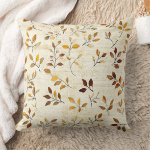 Rustic Geperste Bladeren Patroon – Herfst Botanisc Kussen