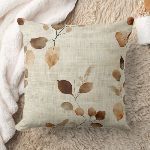 Rustic Geperste Bladeren Patroon – Herfst Botanisc Kussen