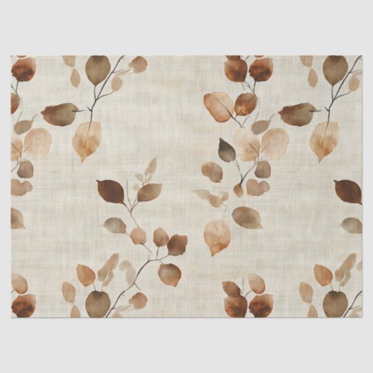 Rustic Geperste Bladeren Patroon – Herfst Botanisc Tissuepapier (Voorkant)