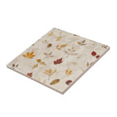 Rustic Geperste Bladeren Patroon –Herfst Botanisch Tegeltje (Zijkant)