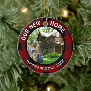Rustic geplakt ONZE NIEUWE HOME (of Andere Tekst) Keramisch Ornament