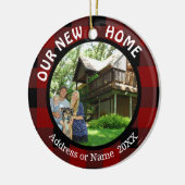 Rustic geplakt ONZE NIEUWE HOME (of Andere Tekst)  Keramisch Ornament (Links)