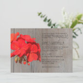 Rustic Geranium Wedding Invitations Kaart (Staand voorkant)