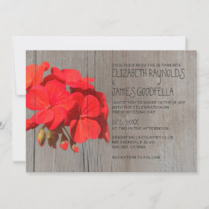 Rustic Geranium Wedding Invitations Kaart