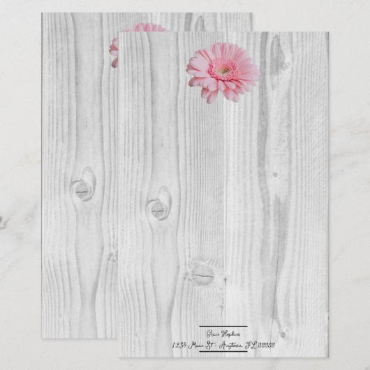 Rustic Gerber Daisy Personalized Stationery Briefpapier (Voorkant / Achterkant)