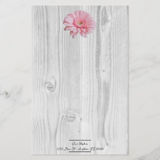 Rustic Gerber Daisy Personalized Stationery Briefpapier (Voorkant)