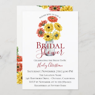 Rustic Gerber Floral Bridal Shower Kaart