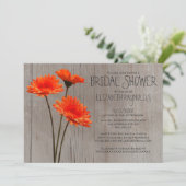 Rustic Gerbera Daisy Bridal Shower Invitations Kaart (Staand voorkant)