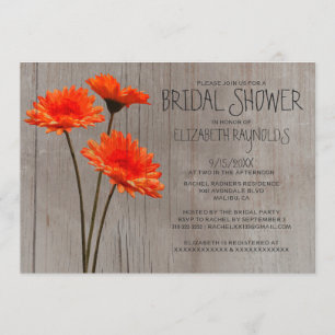 Rustic Gerbera Daisy Bridal Shower Invitations Kaart