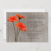 Rustic Gerbera Daisy Wedding Invitations Kaart (Voorkant)
