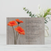 Rustic Gerbera Daisy Wedding Invitations Kaart (Staand voorkant)