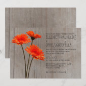 Rustic Gerbera Daisy Wedding Invitations Kaart (Voorkant / Achterkant)