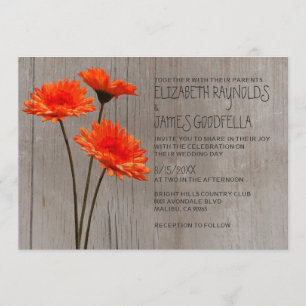 Rustic Gerbera Daisy Wedding Invitations Kaart