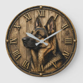 Rustic German Shepherd Portrait Farmhouse Grote Klok (Voorkant)