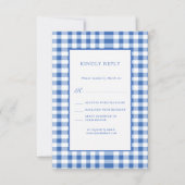 Rustic Geruite Babyblauwe Gingham Bruiloft RSVP Kaartje (Voorkant)