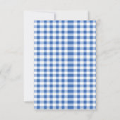 Rustic Geruite Babyblauwe Gingham Bruiloft RSVP Kaartje (Achterkant)