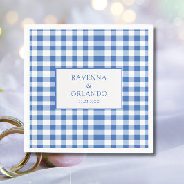 Rustic Geruite Babyblauwe Gingham Trouw Servet