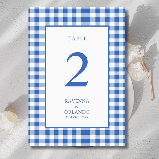 Rustic geruite babyblauwe ruitjes gingham bruiloft kaart