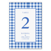 Rustic geruite babyblauwe ruitjes gingham bruiloft kaart (Achterkant)