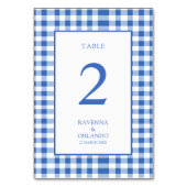 Rustic geruite babyblauwe ruitjes gingham bruiloft kaart (Voorkant)