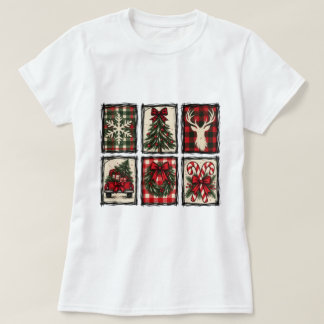 Rustic geruite kerst outfit boerderij vakantiehuis t-shirt