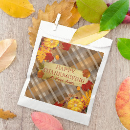 Rustic geruite pompoen Thanksgiving familiediner Bedankzakje