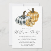 Rustic geruite pompoenen Halloween-feest Kaart (Voorkant)