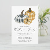 Rustic geruite pompoenen Halloween-feest Kaart (Staand voorkant)