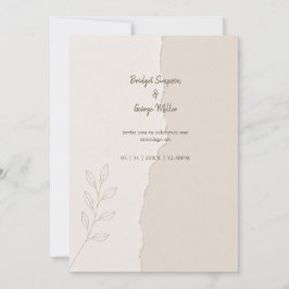 Rustic Gescheurd Papier Minimale Trouw Botanicals Kaart