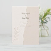 Rustic Gescheurd Papier Minimale Trouw Botanicals Kaart (Staand voorkant)