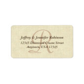 Rustic getextureerd crème, monogram, retouradres etiket (Voorkant)