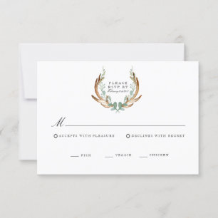 Rustic Geweien & Groene Waterverf RSVP Kaart