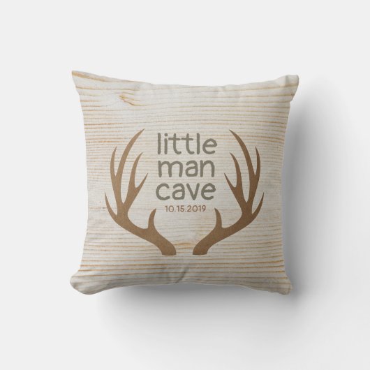 Rustic Geweien Kleine Man Cave Kraamkamer Kussen (Voorkant)