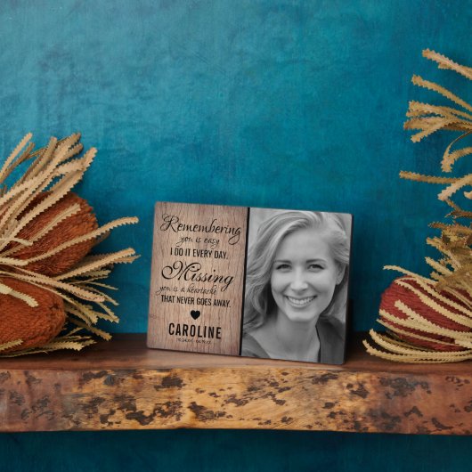 Rustic Gezinsherdenking | Foto-herinnering Fotoplaat (Zijkant)