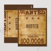 Rustic Gezocht $100000 Gepersonaliseerd Briefkaart (Voorkant / Achterkant)