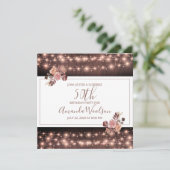 Rustic Ggloed String Lights Floral Birthday Party Kaart (Staand voorkant)