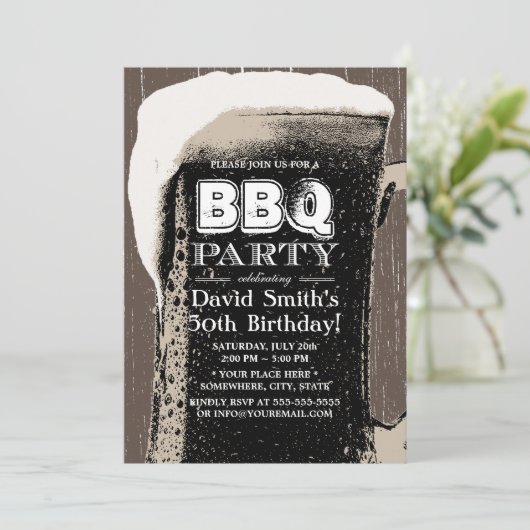 Rustic Giant Beer & BBQ 50e verjaardag Kaart (Staand voorkant)