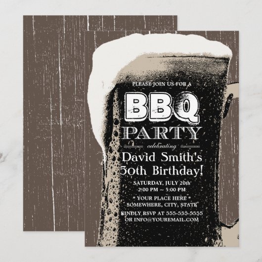 Rustic Giant Beer & BBQ 50e verjaardag Kaart (Voorkant / Achterkant)