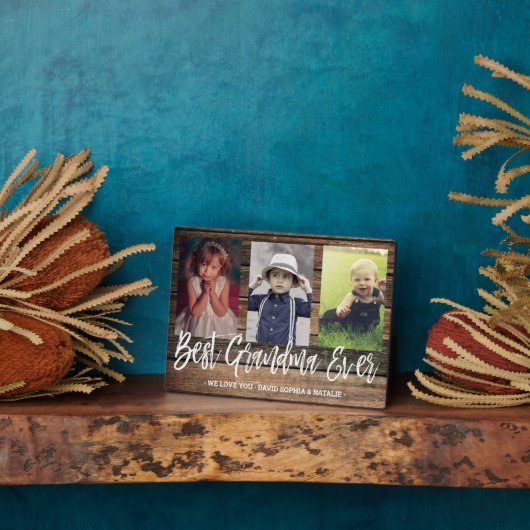 Rustic Gift Best Grandma Ever Photo Collage Fotoplaat (Zijkant)