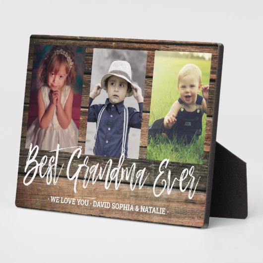 Rustic Gift Best Grandma Ever Photo Collage Fotoplaat (Zijkant)