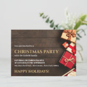 Rustic Gift Box, kerstfeest uitgenodigd Aankondiging (Staand voorkant)