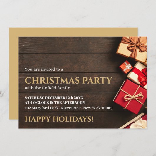 Rustic Gift Box, kerstfeest uitgenodigd Aankondiging (Voorkant / Achterkant)