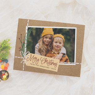Rustic Gift Package Merry Kerstfeestdag Foto Briefkaart